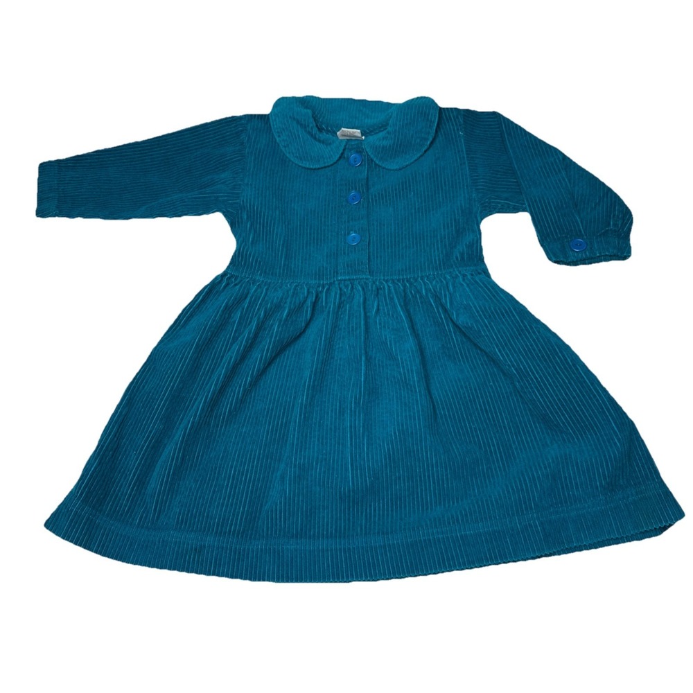 Hanna Anderson Girl's Corduroy Green Dress Size 5 Long Sleeves Preppy  Holiday